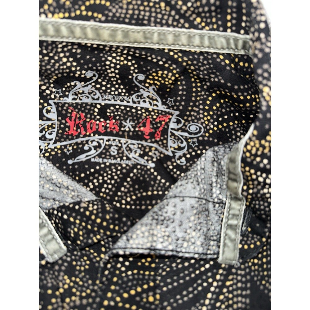 W Rock 47 Mens S Snap Western Shirt Black Paisley Shirt